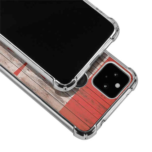 Canadian Flag Dark Wood Google Pixel 4a 5G Clear Case